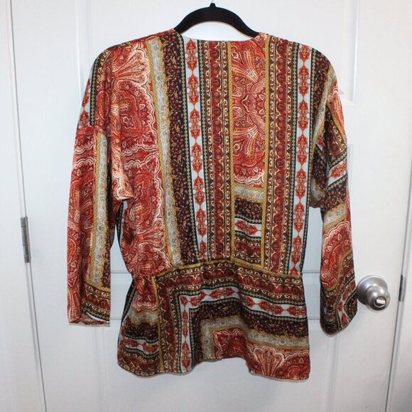 Zara Paisley Print Button Down Blouse with waist tie Size XS - Picture 3 of 3